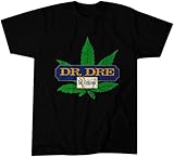 TWRWX Death Row Records Dr. Dre The Chronic Vintage Leaf Black Adult T-Shirt, Large
