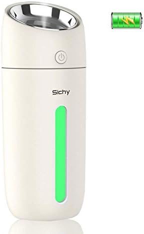 Sichy Cordless Humidifier Mini Travel Portable Humidifier, Small Cool Mist Humidifier with 7 Colors Led Light, USB Rechargeable Personal Desktop Humidifier for Baby Bedroom Travel Office Home Car