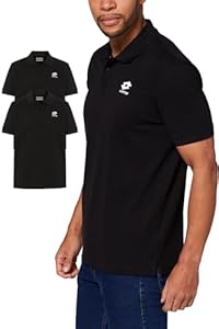 Lotto Lot de 2 polos pour homme, taille L à 5XL, polo à manches courtes, en coton, avec logo brodé, 2 couleurs, Noir , 5XL