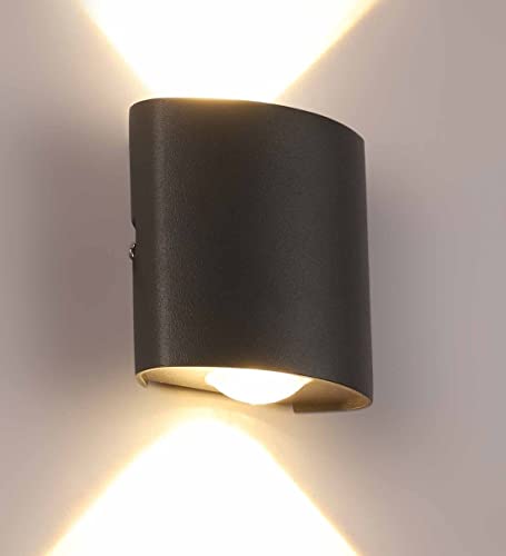 Image of SAH Led Metal Outdoor Wall Light, Black, Waterproof, Warm White for Entryway, Gardens, Pathways, Vanity, Pool Side, Outdoor Stairs and Walls (Modern, 2) (2 Way, Pack of 1)