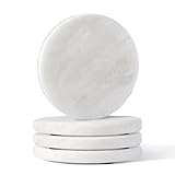 Koville Marble Coaster Set of 4, Round White Coasters, 4' Cup Coasters for Drinks, Heat Resistant Coaster for Coffee Table Home Office Bar Decor(Namib Fantasy)