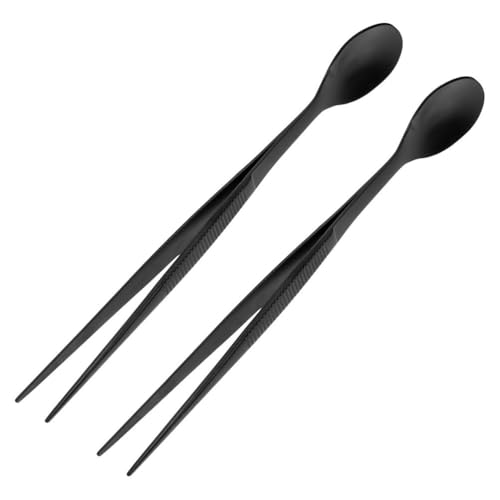 Luxshiny 2Pcs Stainless Steel Tasting Spoon Tweezers