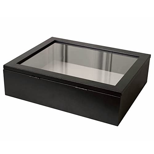 Muzilife 8x10 Shadow Box Picture Frame - 2.16" Interior Deep Wood & Glass Display Case Ready to Hang Memory Box Baby Sports Memorabilia, Wedding, Tickets, and Photos, Black