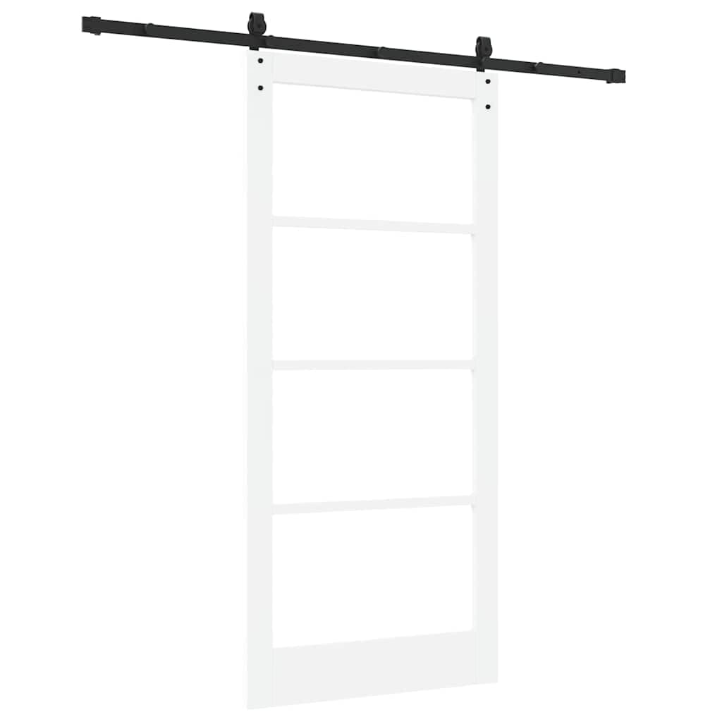 Mangloder - Porta scorrevole bianca e nera, 93 x 202 cm, in legno massello di pino e vetro, per interni, scorrevole, salvaspazio, design moderno, durevole, per soggiorno, camera da letto, cucina