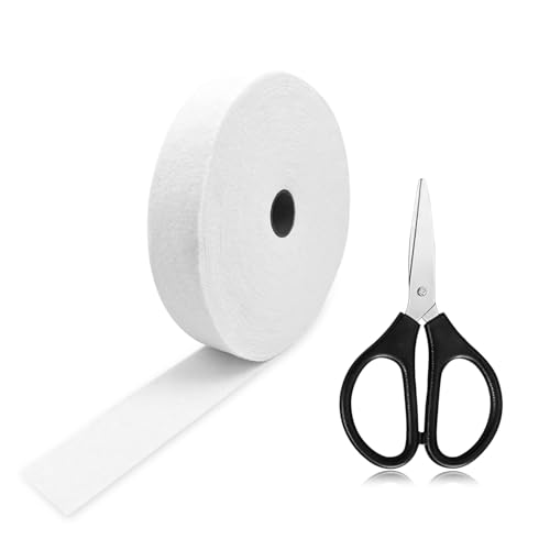 1 Roll Jelly Roll Batting Strips, 2 1/4 Inch Total 35 Yards Cotton Blend Fleece Batting with Scissor for Jelly Roll Rugs,Braided Rug,Throw Rugs,Purses