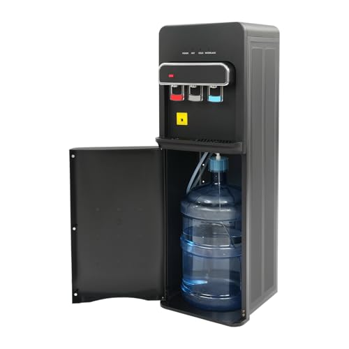 Dispensador de agua caliente y fría fuente de agua de escritorio dispensador de agua eléctrico 3 temperaturas caliente frío ambiente 5 galones libre BPA 220V para el hogar cocina 96cm negro