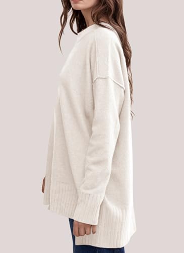 UNCLECAT Women's Oversized Sweaters 2025 Fall Fashion Pullover Crewneck Tops Trendy Side Slit Loose Fit Outfits Clothes3