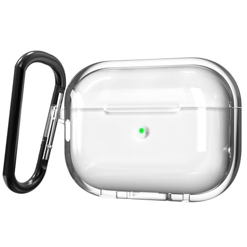 Image of Sounce Earphone Case Cover Compatible for Airpods Pro 2 Case 2022, Soft Silicone Skin Case Cover Shock-Absorbing Protective Case with Keychain [Front LED Visible](Transparent)