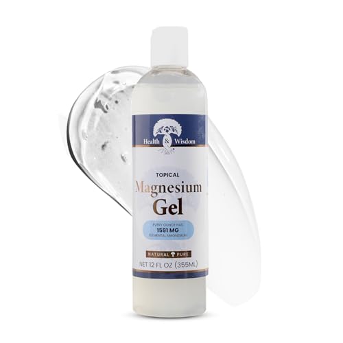 Health & Wisdom Pure Magnesium Gel with Seaweed Extract - USP Grade Topical Muscle & Joint Relief- Natural and Pure Skin & Scalp Moisturizing - Enhanced Absorption - 12 fl oz