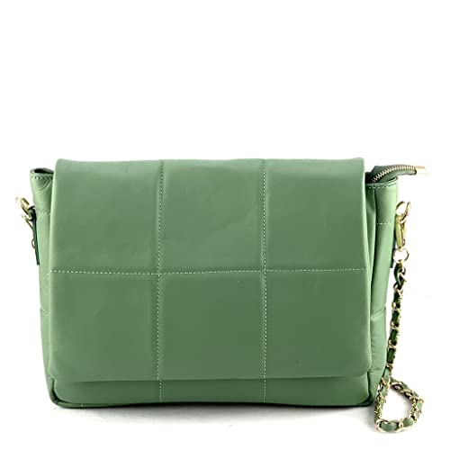 Sac à bandoulière crossbody en cuir véritable italien pour femme sac sauge