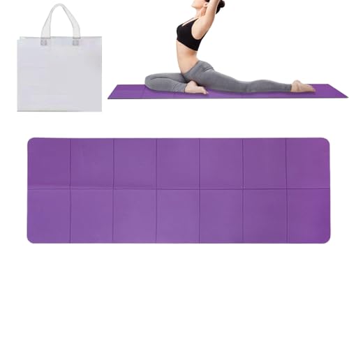 Tyinerc - Alfombra de yoga plegable para entrenamiento (6 mm, antideslizante, con bolsa de almacenamiento, para estudio de gimnasio en casa, al aire libre, pícnic y ejercicio)