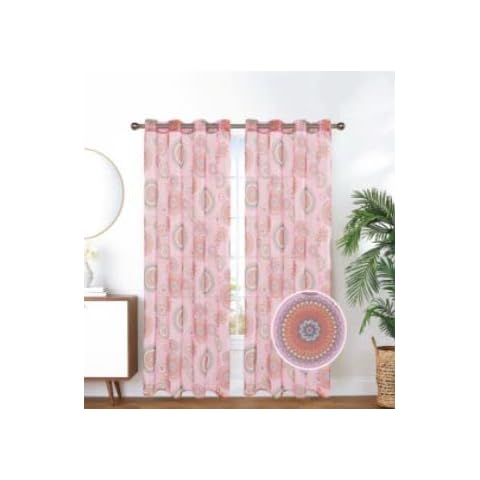 CrystalTowels 2 Piece Sheer Window Curtains 84 Inches Long for Living Room Set of 2 Panels Grommet Window Sheer Drapes for Bedroom 52" x 84" Inch Length (Betty Pink) Cover