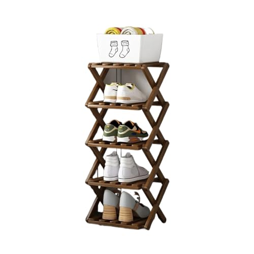 Étagère à chaussures pliable en bambou à 4 niveaux pour entrée