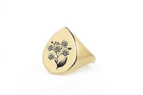 Bague gravée personnalisée fleur de cerisier de style déclaration