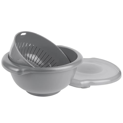 Hutzler 3-in-1 Berry Bowl Keeper, Colander & Container, Keeps Berries Fresh Longer, 1 Quart Capacity (Gray)