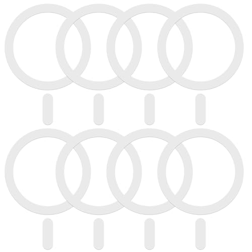 8 Pack Universal Metal Rings Compatible with MagSafe Magnetic Wireless Charger iPhone 17 16 15 14 13 Case, Ultra-Thin Adhesive Sticker Rings Car Magnet Mount Adapter Accessories (NO Magnet), White