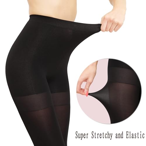 HA WA Black Tights for Women, Opaque Tights with Control Top Pantyhose3