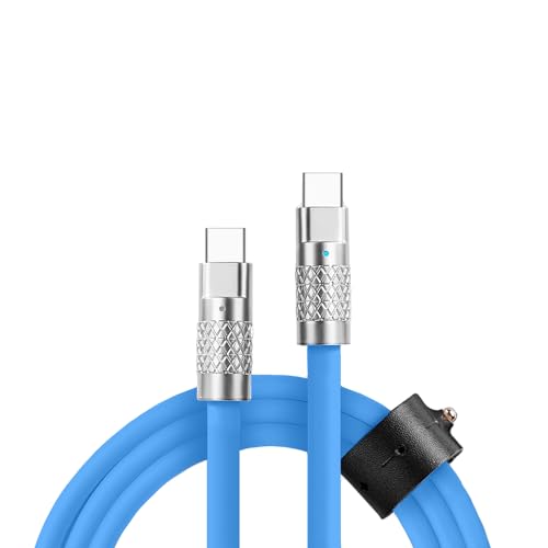SPORTS XTREME PROGRAM SXP Câble de charge USB C vers USB C, PD 60 W, en silicone résistant, prend en charge le transfert de données, organisateur de câble en cuir inclus, 1,5 m, bleu SPORTS XTREME PROGRAM SXP Câble de charge USB C vers USB C, PD 60 W, en silicone résistant, prend en charge le transfert de données, organisateur de câble en cuir inclus, 1,5 m, bleu