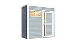 Carlsson Gartenhaus Holz und Gerätehaus Design Cube Grau | Hochstabile Massive Elementbauweise | Mit Flachdach | Geräteschuppen | Flexibles modulares Elementsystem, viele Varianten