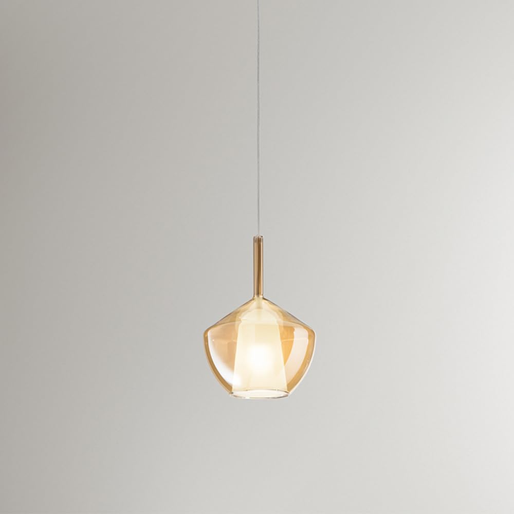 Tulipa de cristal borosilicato contemporáneo Rain ámbar transparente D20 de suspensión lineal 3