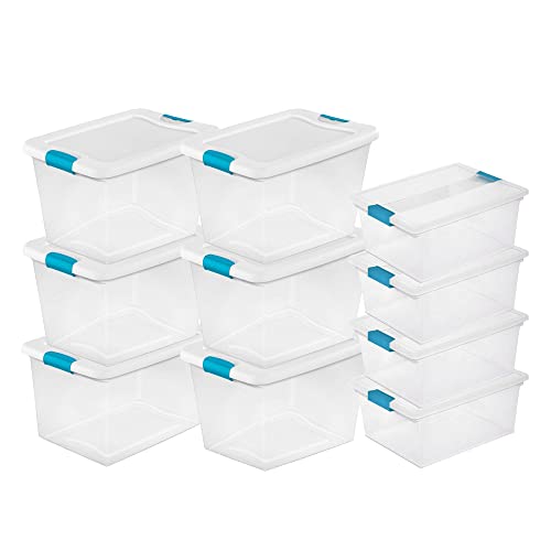 Sterilite 6 Pack 64 Quart Latching Storage Tote Bin & 4 Pack Deep...