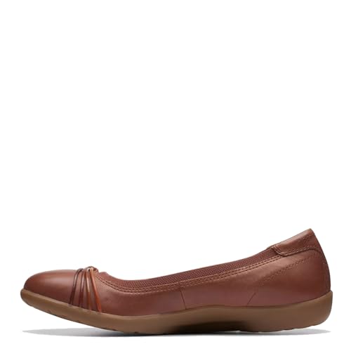 Clarks Brown's Meadow Rae Ballet Flat, Tan Leather, 7 Medium US