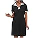 Black Vneck Dresses for Teen Girls Summer Fall Short Sleeve Midi Mini Little Knee Length Track Gym Tennis Golf Brunch Running Shirt Basic Dresses Womens 2026 XXL