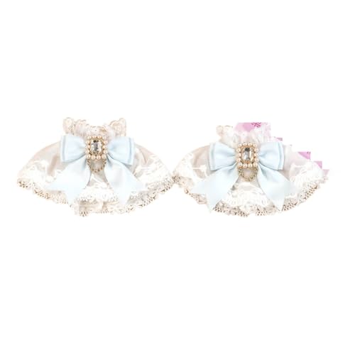 Gants en Dentelle Girl Lolita Mesh Hand Sleeve Bow Flower Lace Gloves Sweet For Women(White blue)