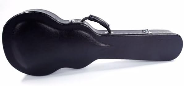 High Grade Hard Case for Electric Guitar, Molded Microgroove Bulge Surface, Deluxe Plush Interior, Sturdy Wood, Leather Handle, Chrome Latches, Accessories Compartment, Black