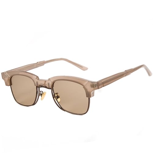 Cyxus Tinted Sunglasses for Women Men Trendy Browline Frame Sunglasses UV Protection for Outdoor 1557