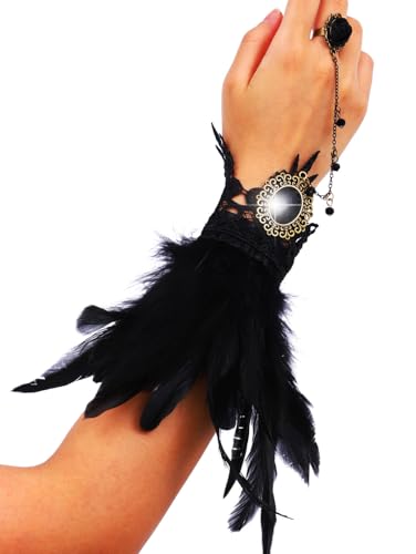 Fingerless Black Feather Glove Flapper 1920s Gloves for Women(1PCS)