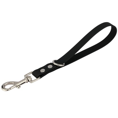Short Dog Leash - 9 Inch Dogs Lead Grab Tab Heavy Duty Waterproof PVC Dog Training Traffic Leashes for Safety Control Behavior Correction Hiking Backup & All Breeds (Black 9)