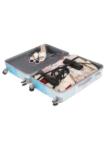 Image of Teakwood World Small 75 cm Check in Size Trolley Bag Polycarbonate 360 Degree 8 Wheels Luggage Bag with TSA Lock, Adjustable Handle Trolley Bags for Travel, Suitcase for Travel | Blue