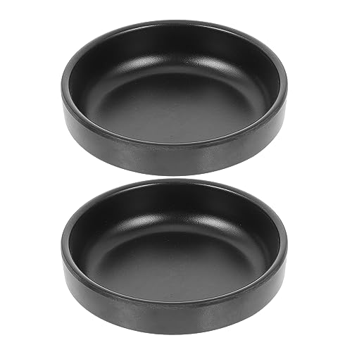 BESTonZON 2pcs Chili Sauce Snack Plate Dessert Platter Mini Dessert Containers Ceramic Dishes Sauce Plate Soy Sauce Dishes Dipping Sauce Plates Melamine Black Flavor Plates Household Plates