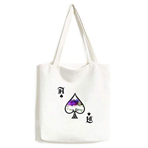 Sac à main aquarelle Hong Kong China et motif pique de poker lavable