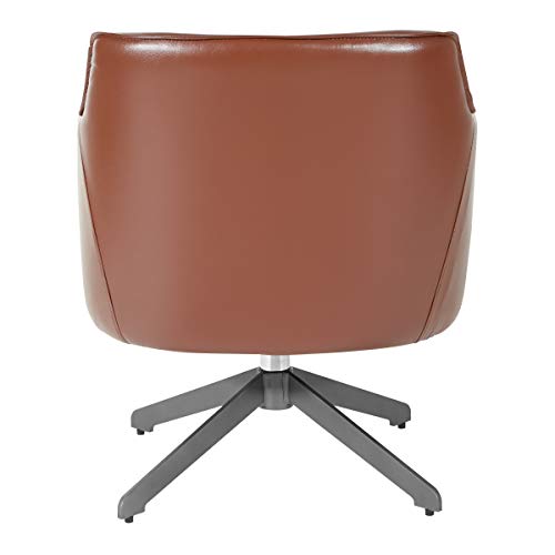 Image of Office Star FL Series Faux Leather Guest Chair with 360 Degree Swivel and Black Base, Saddle