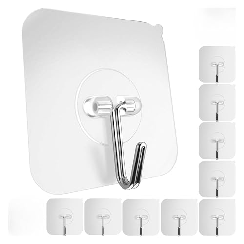 Image of Boniry Hooks for Wall Without Drilling, Self Adhesive Wall Hooks for Hanging Strong, Durable & Easy-to-Install Wall Hooks for Home & Office - No Tools Required (10 Pcs, Wall Hook)