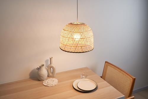 Luminaria colgante de techo para lámpara E27, modelo de bambú beige 48201 3