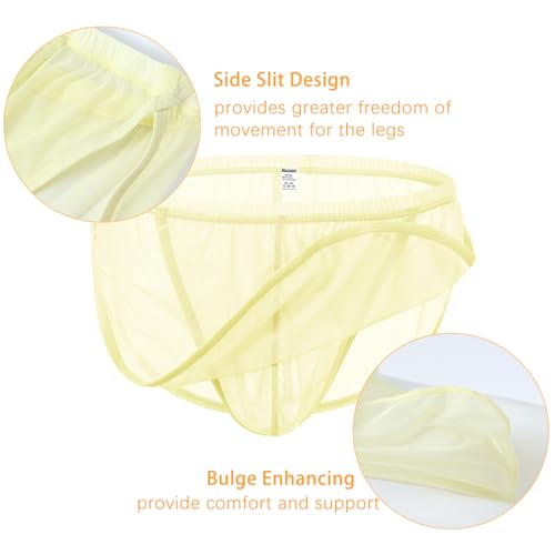 Mens Sexy Thong Low Rise See Through Underwear Mesh G-String Bikini Bulge Enhancing Ball Pouch2