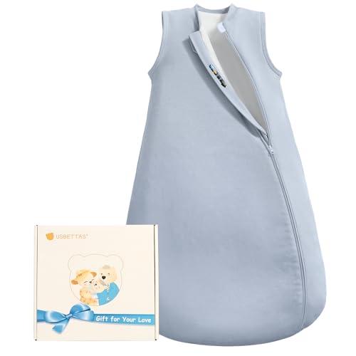 Image of usbettas Baby Sleep Sack 18-24 Months, Cotton Detachable Long Sleeve Sleep Sack, 2.5 Tog Toddler Sleeping Sack with Temperature Strips, 2-Way Zipper Wearable Blankets for Newborns, Dog