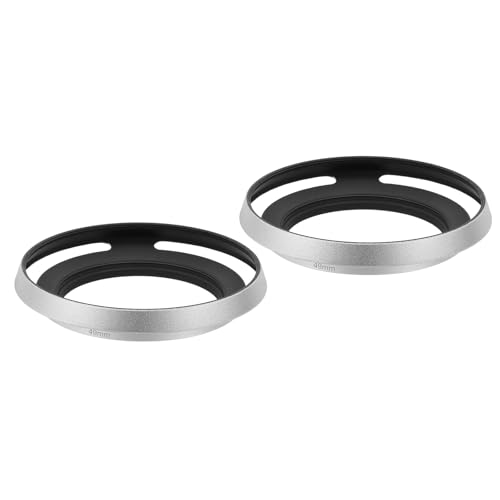 Patikil - Capuchón para lente de 49 mm, universal, metálico, delgado, hueco y curvado, con ventilación, rosca para Fujifilm y Pentax, color plata, paquete de 2 piezas miniatura 1