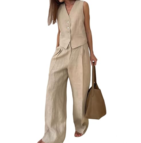 Ensemble gilet en lin femme pour rester fraîche et élégante en été taille M