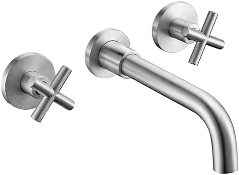 VALAZ Nalon Series Recessed Brushed Steel Two-Handle Basin Tap