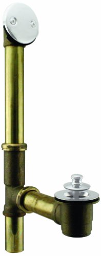 Westbrass 14" Brass Twist & Close Bath Waste & Overflow with 2-Hole Faceplate, Powder Coat White, D321-50