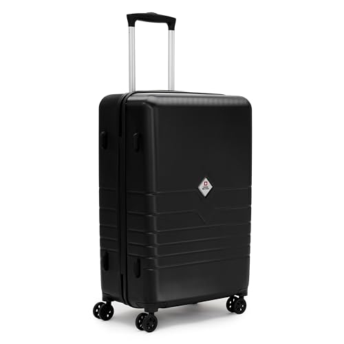 Image of SWISS MILITARY Arctic Lightweight Hard Shell Travel Suitcase Trolley Luggage Combo (Small 55cm & Medium 65cm) Durable PC, Anti-Theft Zipper with Combination Lock & 360 Dual Wheel Black - (44L+ 74L)