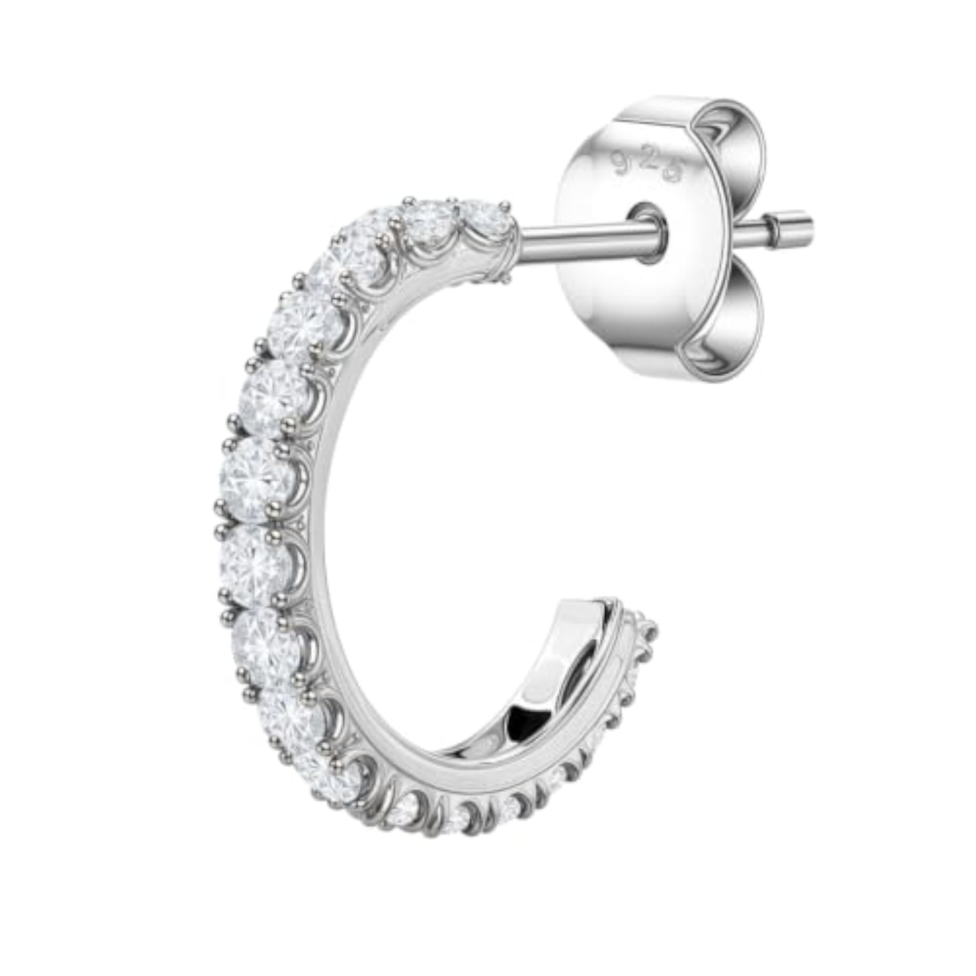 Men's 925 Sterling Silver Designer Studded Hoop Earring