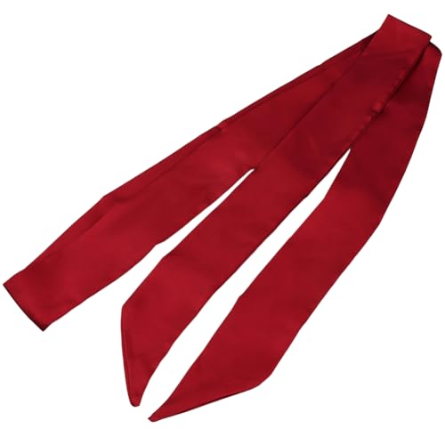 GORGECRAFT 2Pcs Red Stylish Ribbon Scarf Solid Color Skinny Scarf Pure Long Neckerchief Sash Necktie Satin Belts Headband Ribbon Tie for Women Shirts Jeans Dresses Accessories Handbag Handle Decor