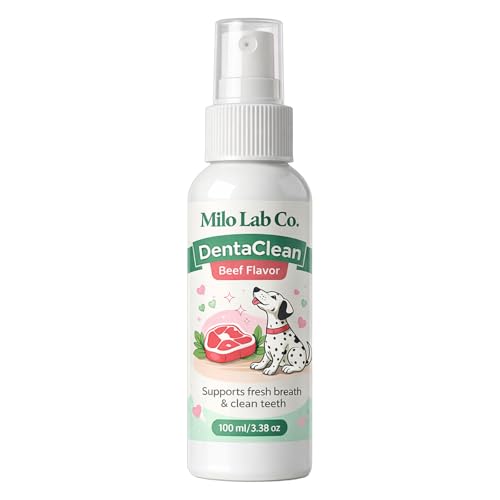 MiloLabCo Advanced Dental Spray Natural Plaque & Tartar Remover for Dogs Fresh Breath & Healthy Gums Dental Care Spray for Dogs - 3.38 oz (1 Bottle)
