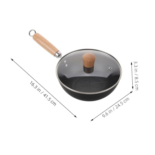 Wok estilo tradicional con tapa y mango de madera miniatura 2