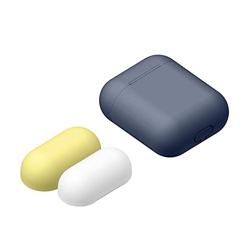 IvyLife Cover Airpods Apple Airpods Case Custodia protettiva in silicone, Con 3 Cappucci Colorati Diversi, Compatibile per Apple Airpods 1/2 Blu